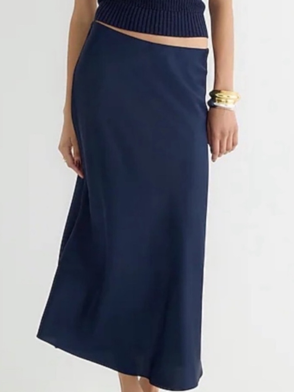 J.Crew Gwyneth Minimalist Navy Slip Skirt Size M NWT